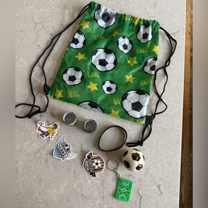 New Soccer-Themed Kids Drawstring gift Bag Set - Green